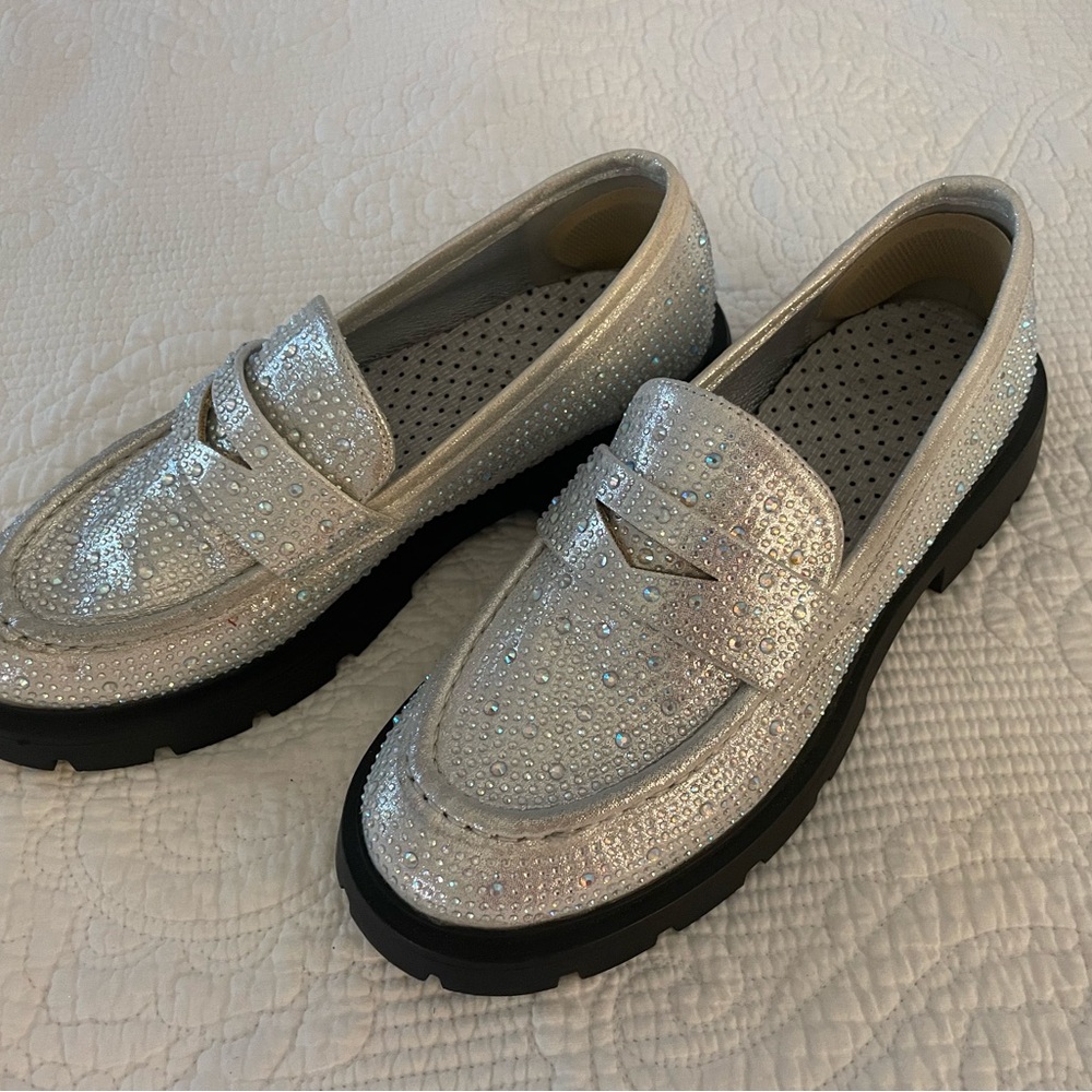 Sparkling Silver Loafers